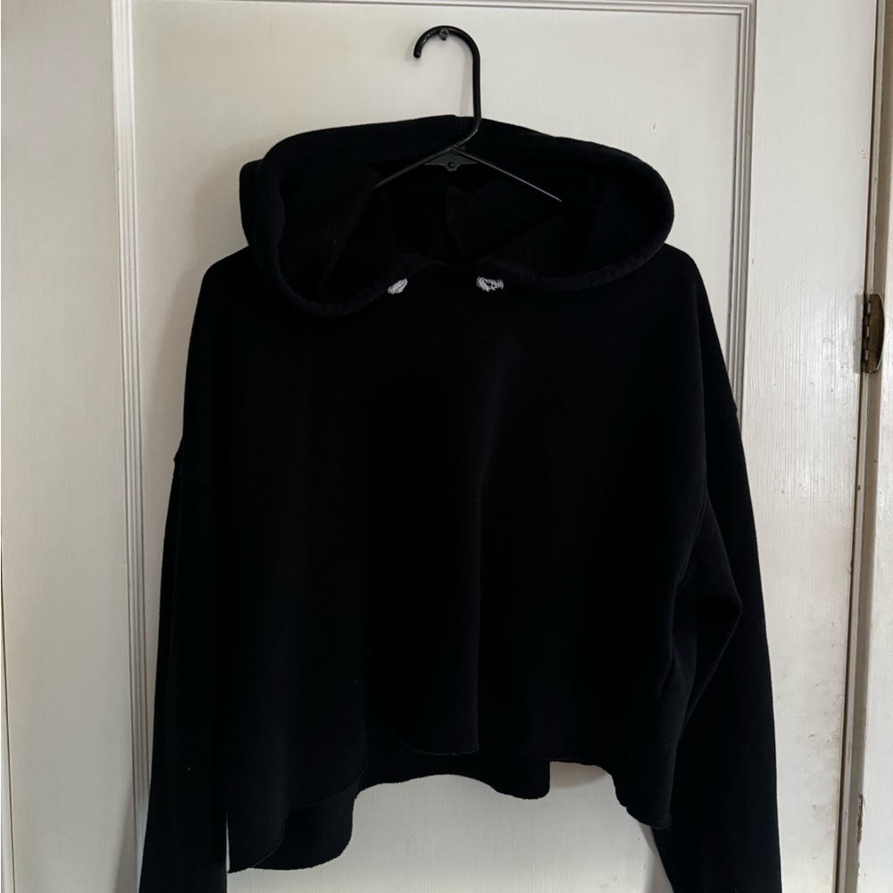 Able Black Oversized Crop Hoodie Sweatshirt